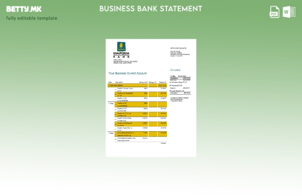 Модерен стил на организацијата на Umpqua Bank што го проверува изводот на сметка